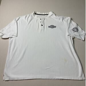 Harley Davidson Mens White One Size Button Dover Ohio Short Sleeve Shirt